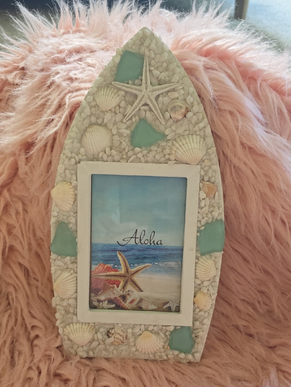 Coastal  Sea Glass Photo Frame - Sea Glass Blue/green.